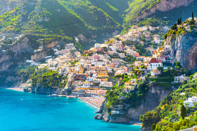 Morning view of Positano cityscape, Italy